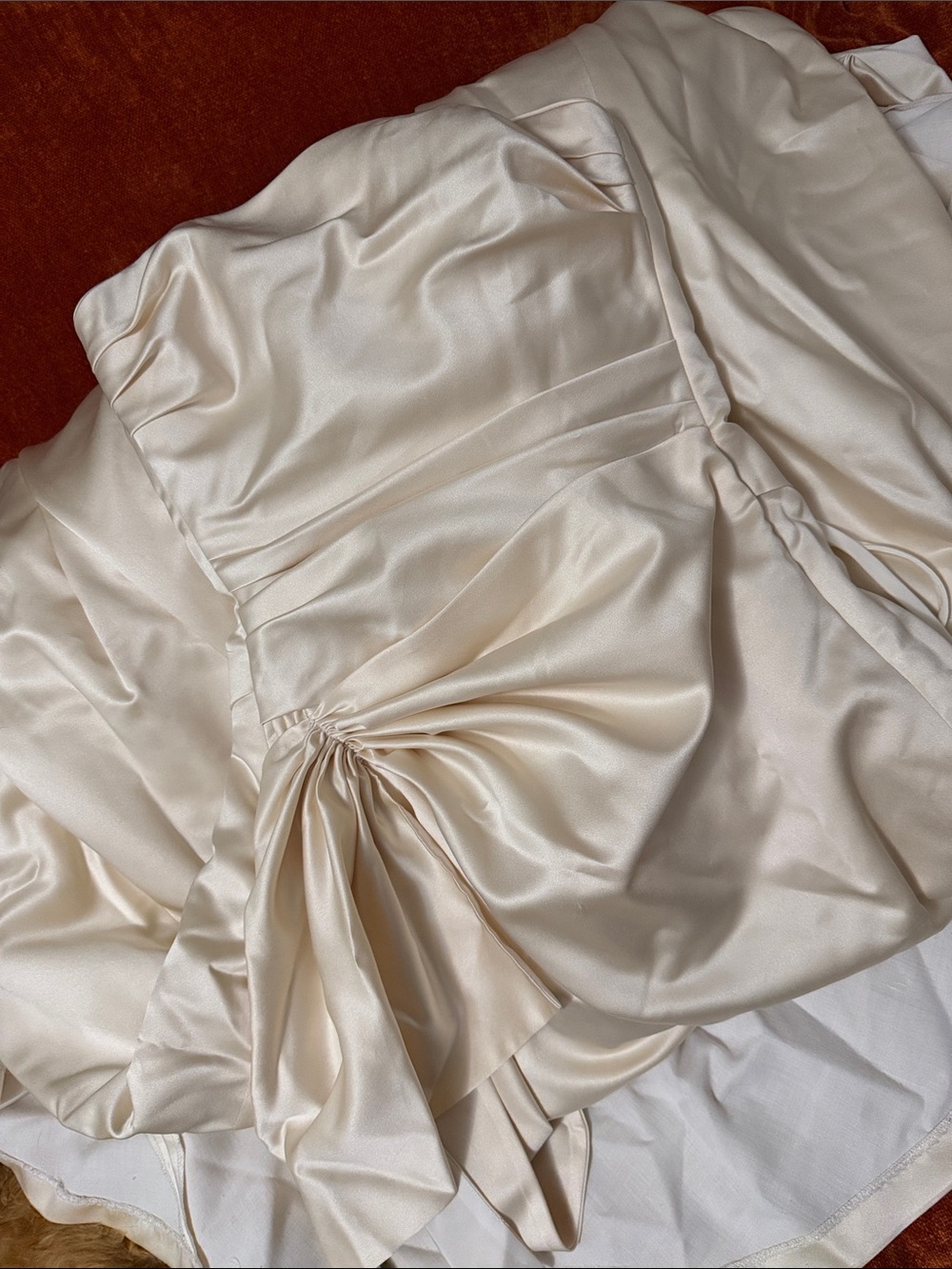 Maggie Sottero | Vintage Strapless Champagne Satin Corset Back Wedding Dress | 8 - Picture 6 of 9